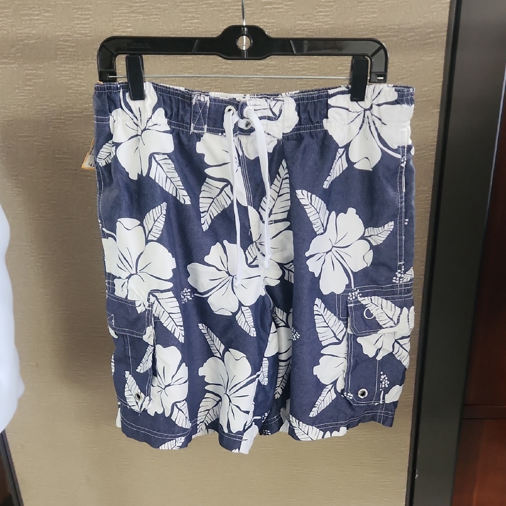 Blue Floral Cargo Shorts
